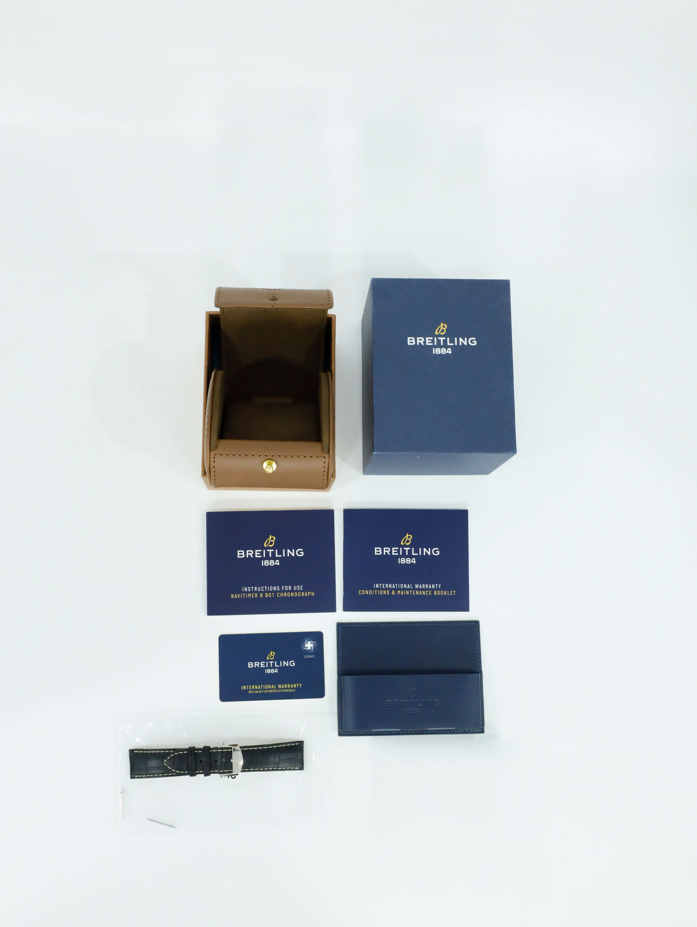 브라이틀링 에비에이터 8 B01 크로노그래프 43 AB0119131C1A1 중고 2021년식 풀패키지샷