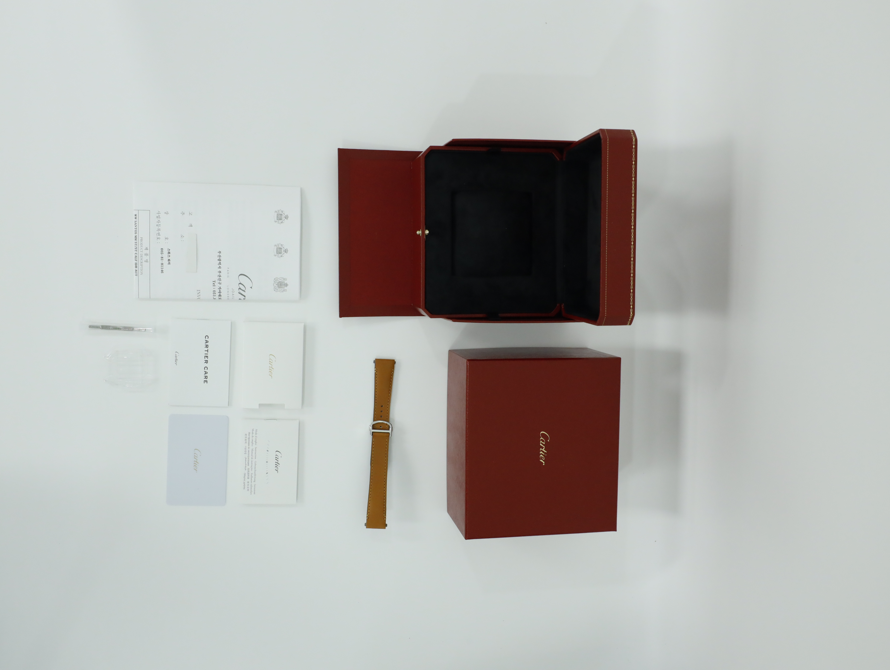 까르띠에 산토스 MM WSSA0029 중고 2026년식 풀패키지샷
