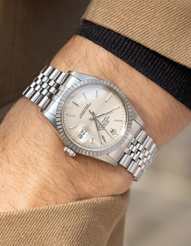 <b>Rolex Datejust Cream Tapestry Dial Ref. 16030</b><br>https://www.bulangandsons.net