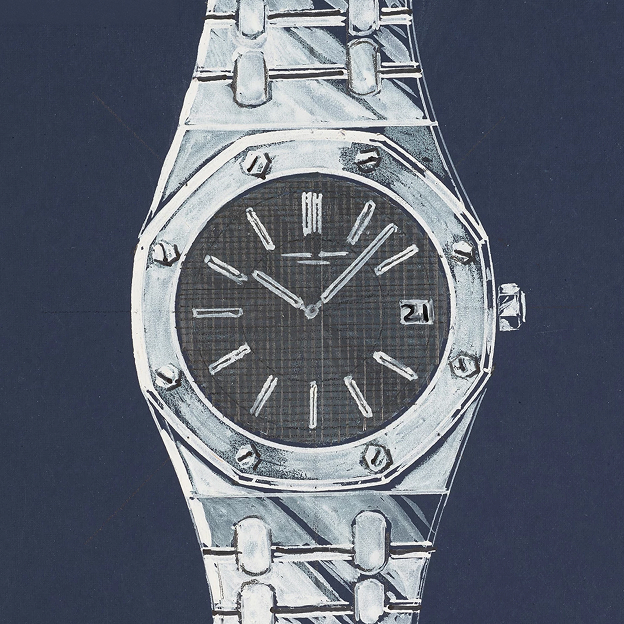 Design sketch by Gérald Genta, Designer of the Royal Oak<br>
https://www.sothebys.com