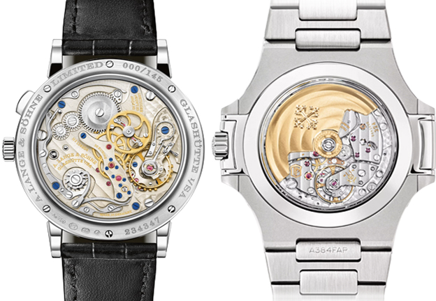 좌: 랑에 운트 죄네 1815 / 우: 파텍 필립 노틸러스<br/>© A. Lange & Söhne, Patek Philippe