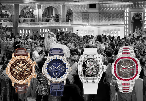 아난트 암바니가 결혼 축제 기간동안 착용한 시계 컬렉션 일부<br/>
© Epic Stories, Patek Philippe, Richard Mille